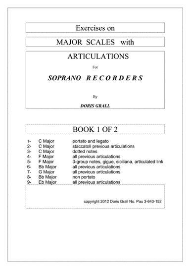 Book 1- Articulations on Major Scales for Soprano  Recorder