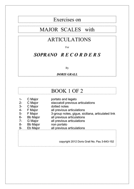 Book 1- Articulations on Major Scales for Soprano  Recorder