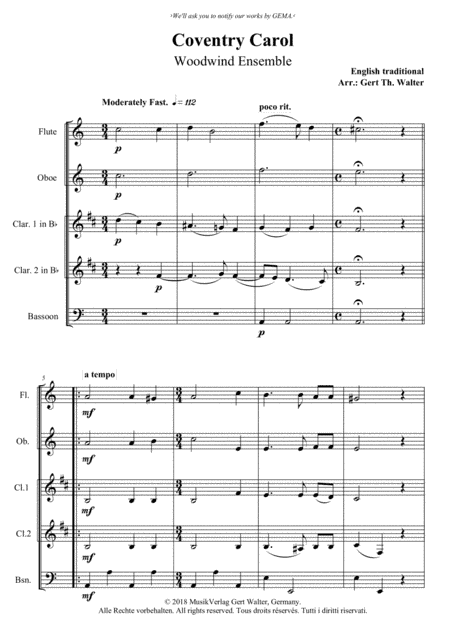 Coventry Carol (arr. Gert Th. Walter)