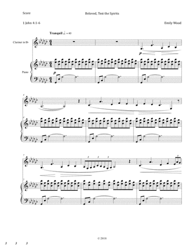 Beloved, Test the Spirits (sacred piece for clarinet and piano)