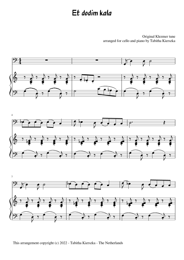 Et Dodim Kala - Klezmer Tune (arr. Tabitha Kierszka)