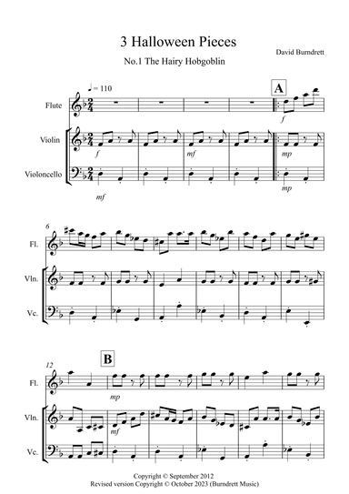 3 Halloween Pieces for Flute, Violin and Cello Trio