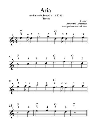Aria From Sonata K.331 (arr. Pedro Lutterbach)