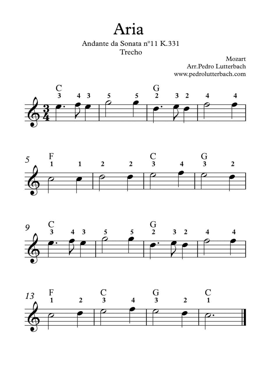 Aria From Sonata K.331 (arr. Pedro Lutterbach)
