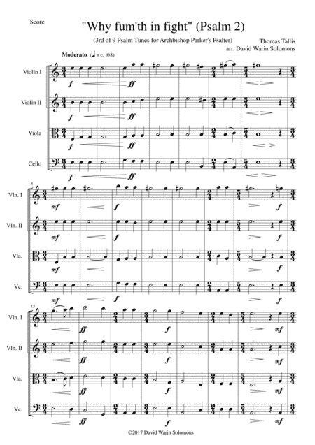 Why fum'th in fight for string quartet (arr. David Warin Solomons)