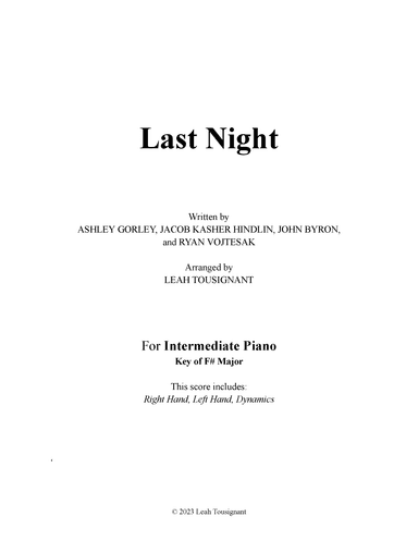 Last Night (arr. Leah Tousignant)