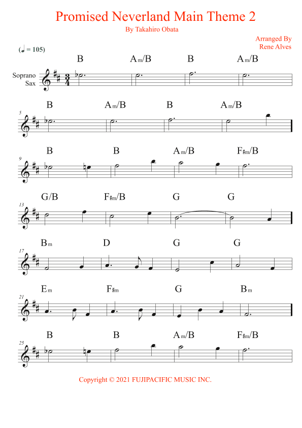 Promised Neverland Main Theme 2 (arr. Rene Alves)