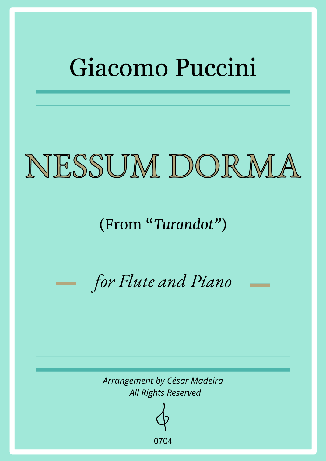 Nessun Dorma by Puccini - Flute and Piano (Individual Parts) (arr. César Madeira)