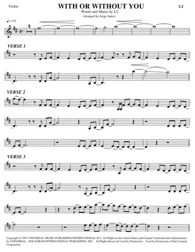 With Or Without You (arr. Jorge Juárez)