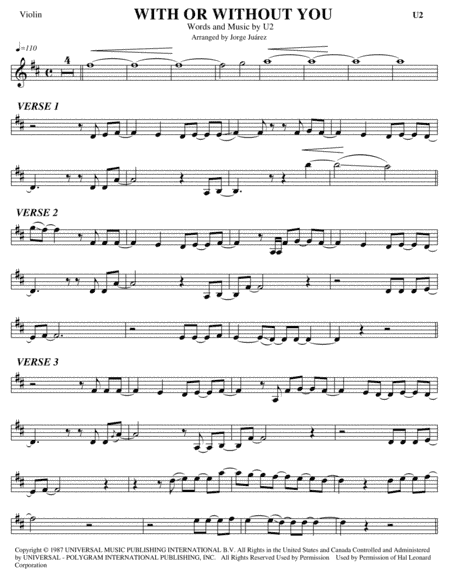 With Or Without You (arr. Jorge Juárez)