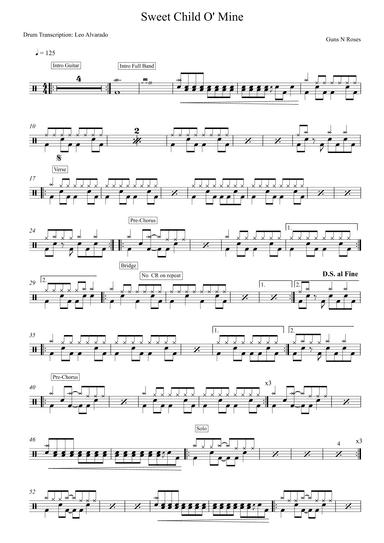 Sweet Child O' Mine (arr. Drum Transcription: Leo Alvarado)