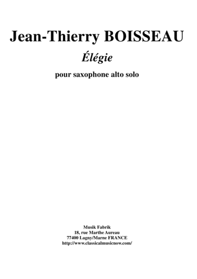 Jean-Thierry Boisseau: Élégie for solo alto saxophone