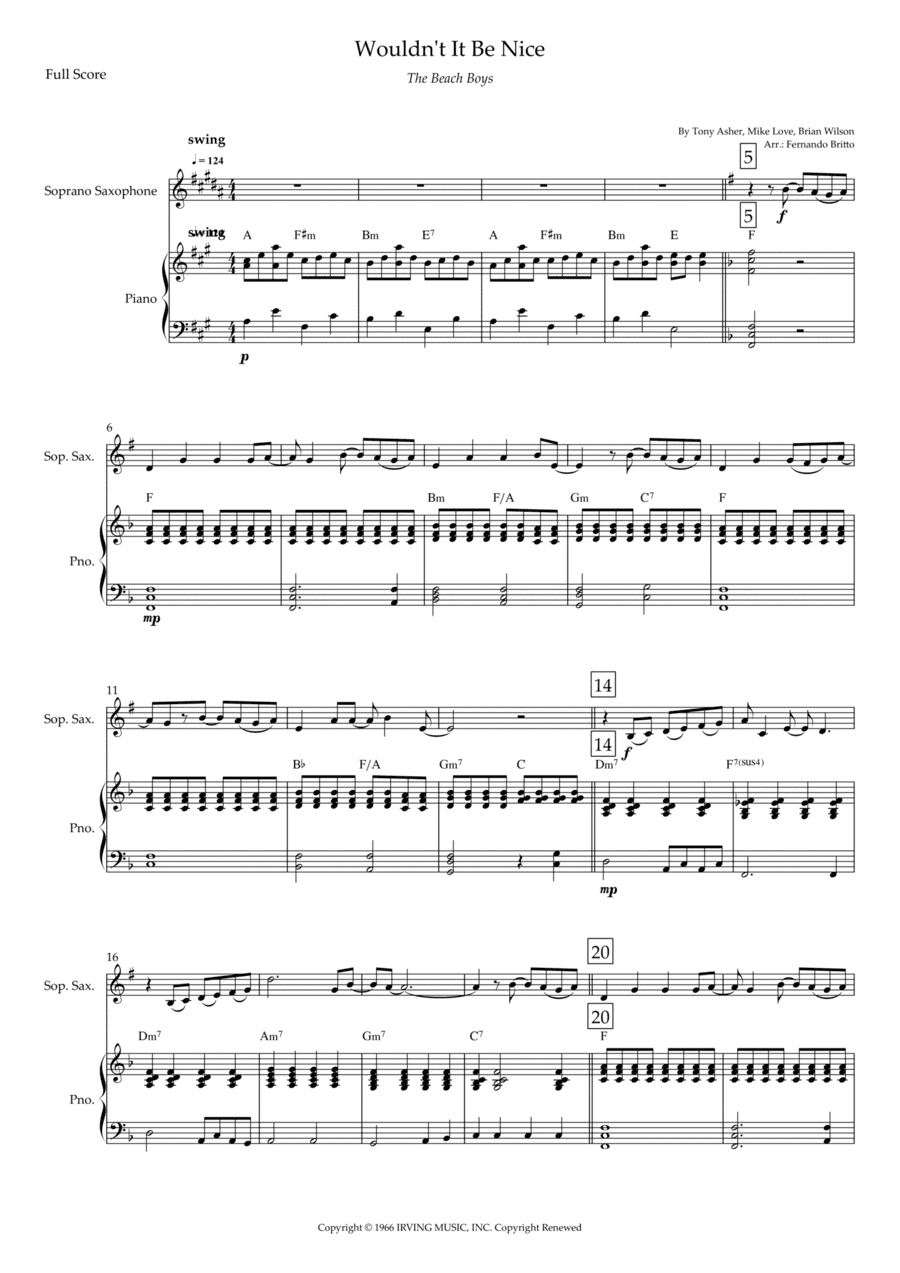 Wouldn't It Be Nice (arr. Fernando Britto)