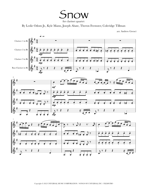 Snow (arr. Andrew Grenci)