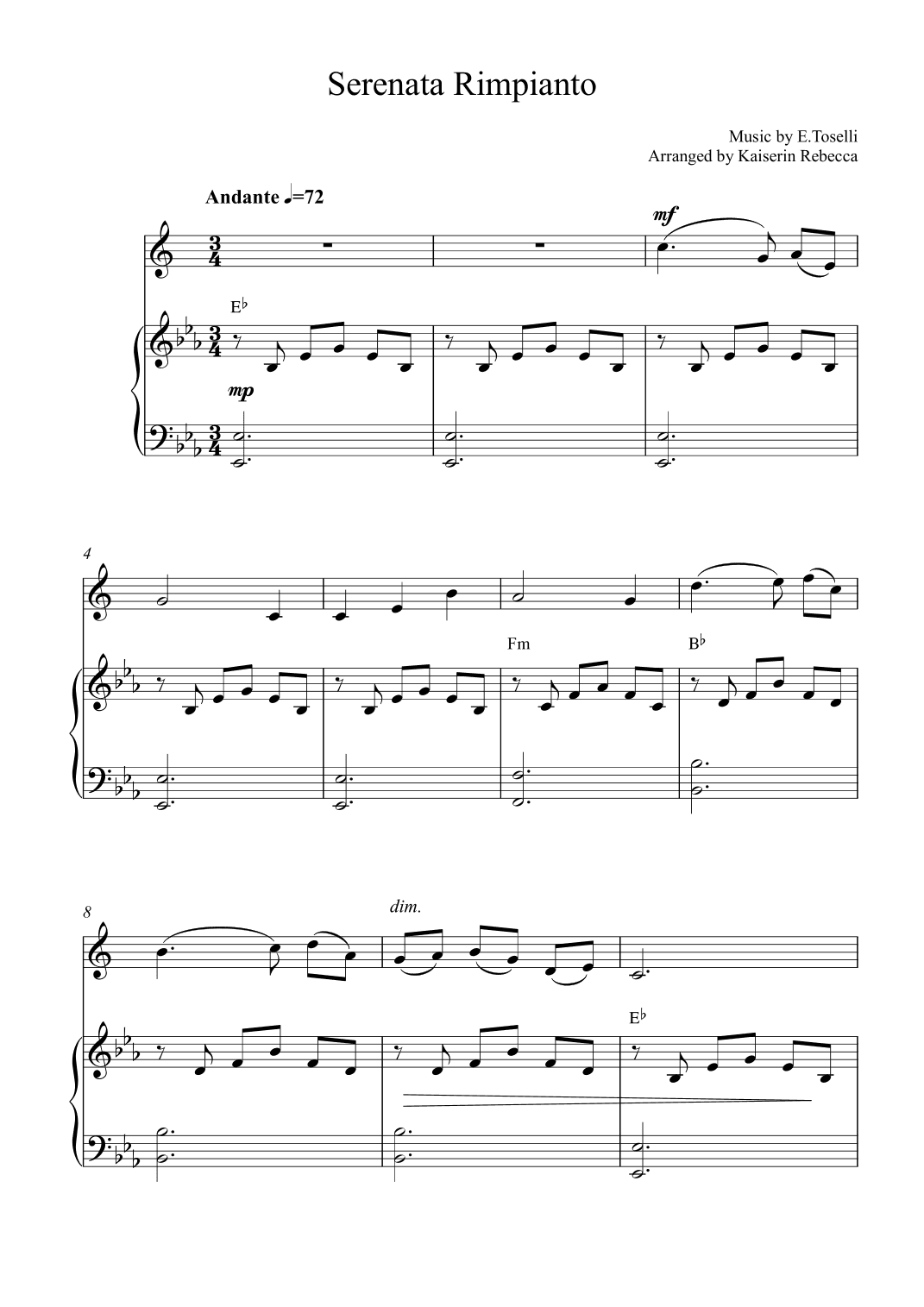 Serenata Rimpianto (Op.6 no.1) (arr. Kaiserin Rebecca)