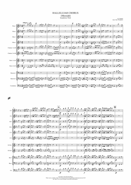 Handel: Messiah (Der Messias) Hallelujah Chorus (transposed into Eb) - symphonic wind + bass (arr. Ray Thompson)