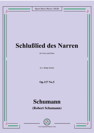 Schumann-Schlußlied des Narren Op.127 No.5,in c sharp minor (arr. MSM)