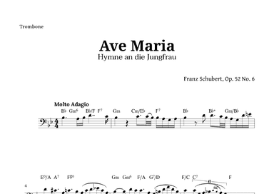 Ave Maria by Schubert for Trombone with Chords (arr. Langanho)