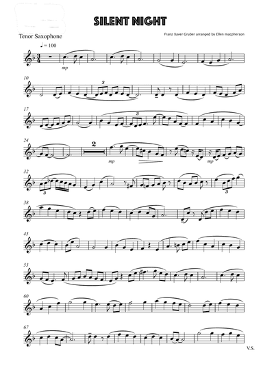 Silent Night for Tenor Saxophone and Piano (arr. Ellen Macpherson)