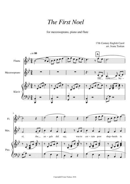 The First Noel For mezzosoprano solo, piano accompaniment and flute. (arr. Ivana Tuskan)