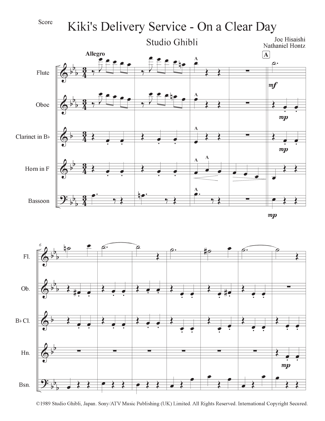 Kiki's Delivery Service (on A Clear Day) (arr. Nathaniel Hontz)