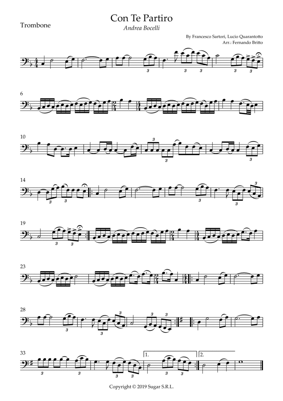 Con Te Partiro (time To Say Goodbye) (arr. Fernando Britto)