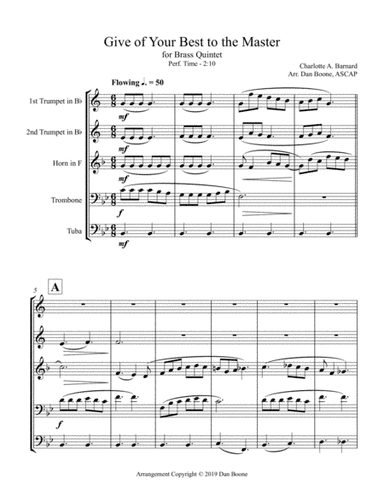 Give of Your Best to the Master (for Brass Quintet) (arr. Dan Boone (ASCAP))