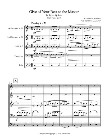 Give of Your Best to the Master (for Brass Quintet) (arr. Dan Boone (ASCAP))