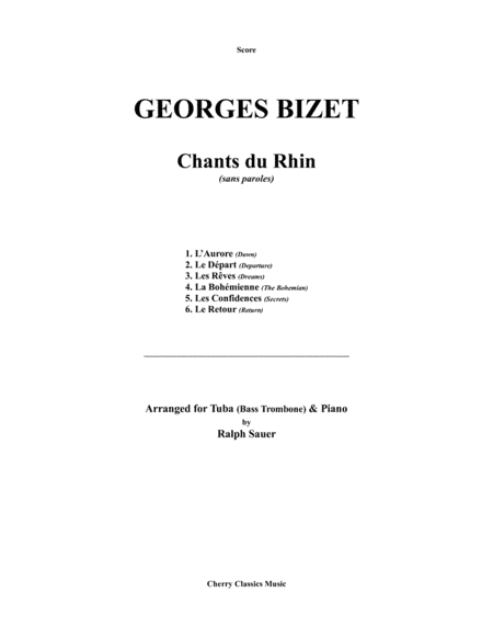 Chants du Rhin for Tuba or Bass Trombone and Piano (arr. Ralph Sauer)