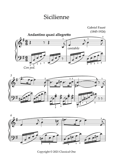 Faure - Sicilienne(With Note name) (arr. MPS)