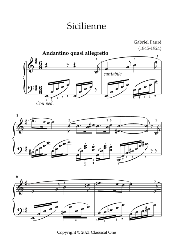 Faure - Sicilienne(With Note name) (arr. MPS)