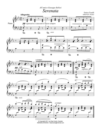 Serenata Rimpianto Op. 6 for piano solo (arr. K. Krantz)