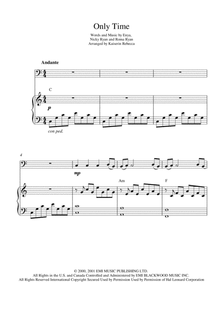 Only Time (arr. Kaiserin Rebecca)