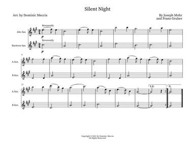 Silent Night- Alto Sax and Bari Sax Duet (arr. Dominic Meccia)