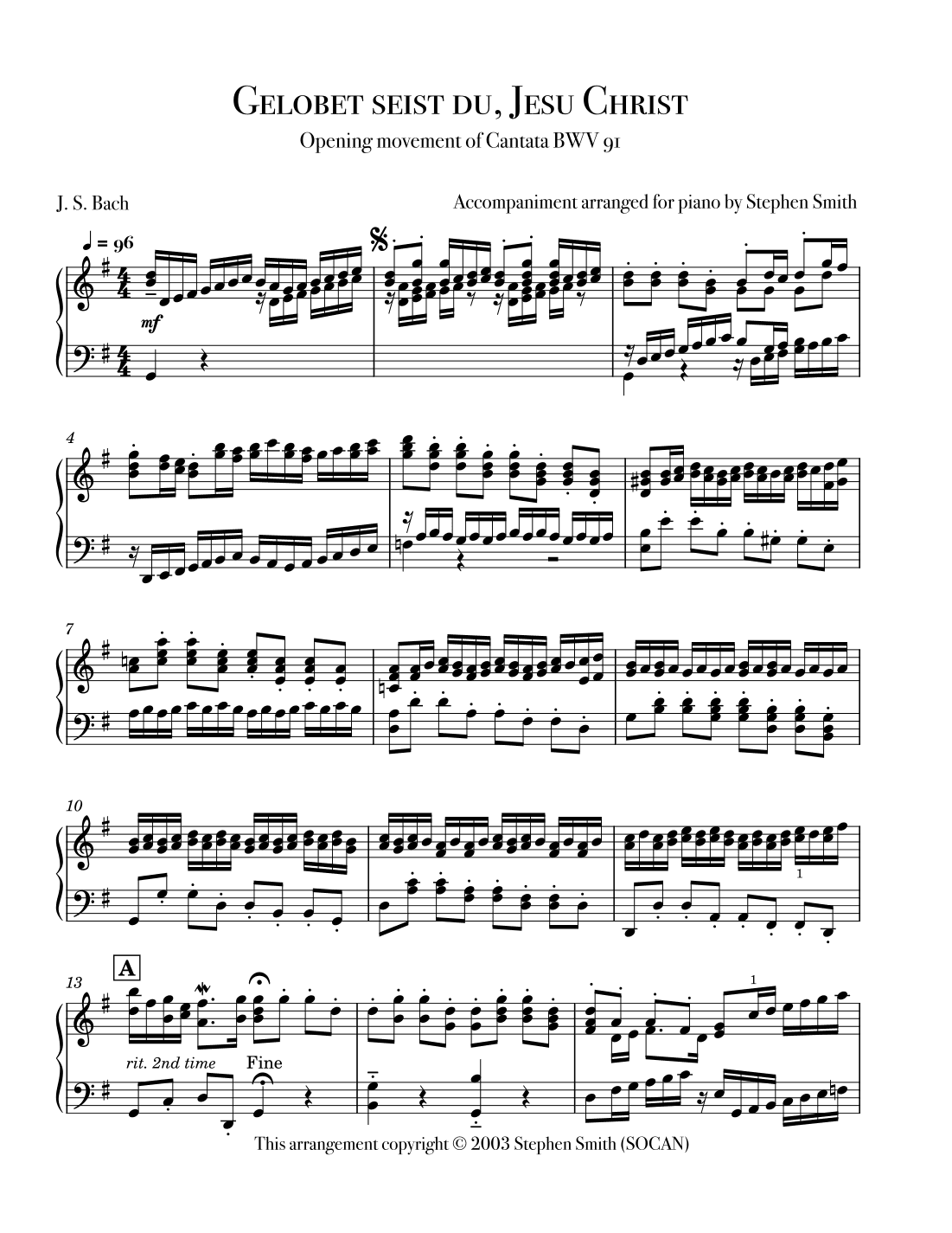 Gelobet seist du, Jesu Christ (arr. Stephen Smith)