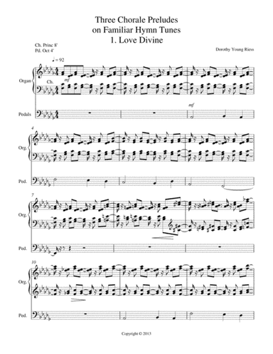 Three Chorale Preludes on Familiar Hymn Tunes, 1. Love Divine
