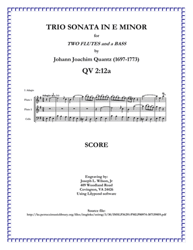 Quantz Trio Sonata in E Minor QV 2:Anh. 12a (arr. Joseph L. Wilson, Jr.)