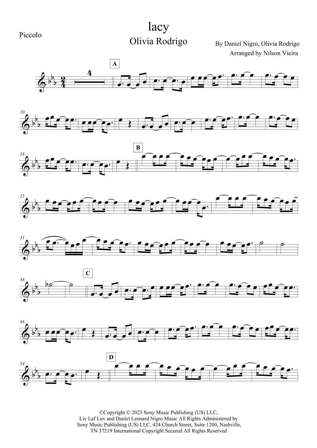 Lacy (arr. Arranged by Nilson Vieira)