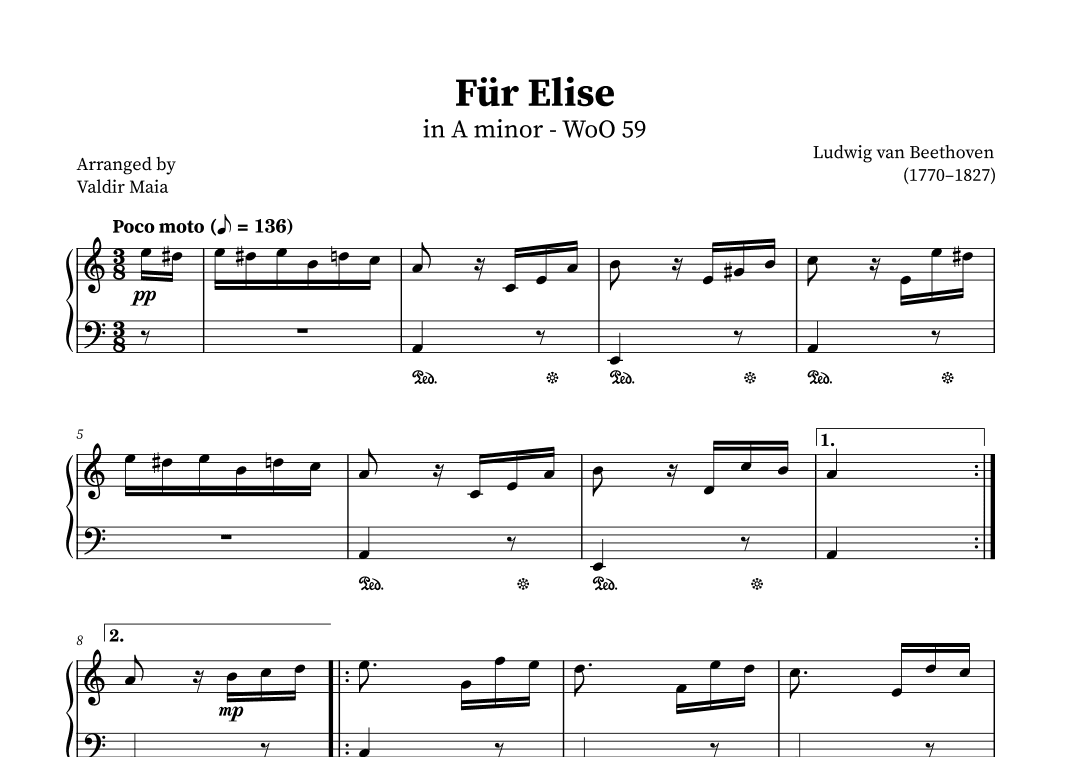 Fur Elise (arr. Valdir Maia)