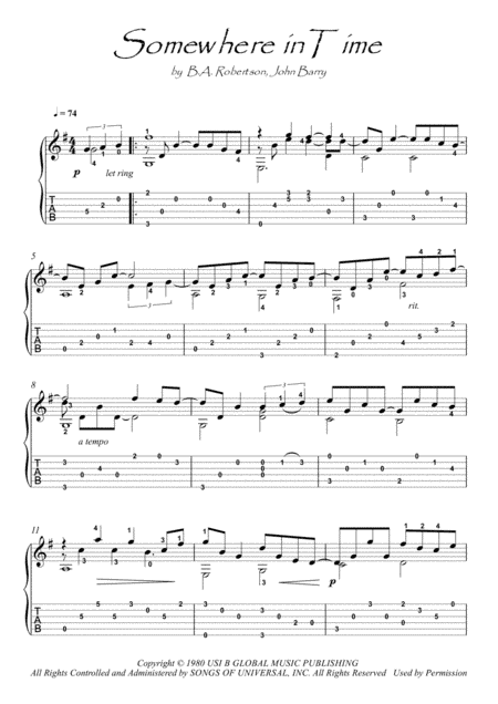Somewhere In Time (arr. PianoSheetNow)