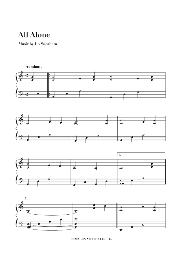 All Alone - Piano Solo Sheet Music