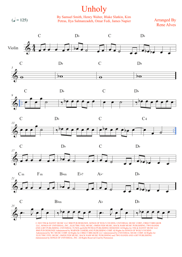 Unholy (arr. Rene Alves)