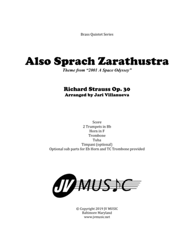 Also Sprach Zarathustra for Brass Ensemble and Timpani (arr. Jari Villanueva)