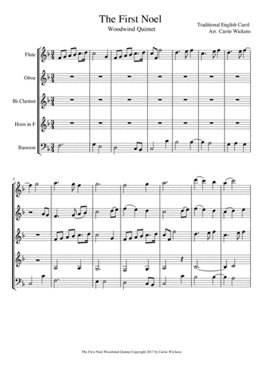 The First Noel Woodwind Quintet (arr. Carrie Wickens)