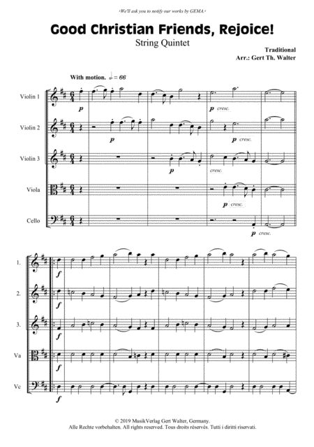 Good Christian Friends, Rejoice! (arr. Gert Th. Walter)