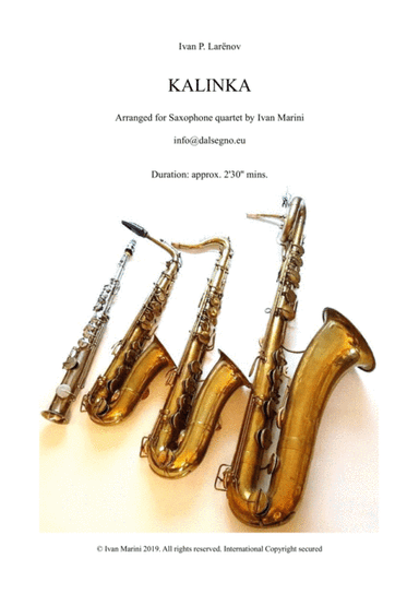 Kalinka for Saxophone Quartet (arr. Ivan Marini)