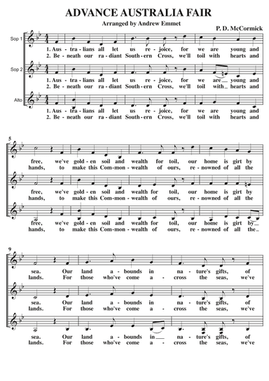 Advance Australia Fair A Cappella SSA (arr. Andrew Emmet)