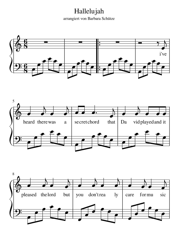 Hallelujah (arr. Barbara Schütze)