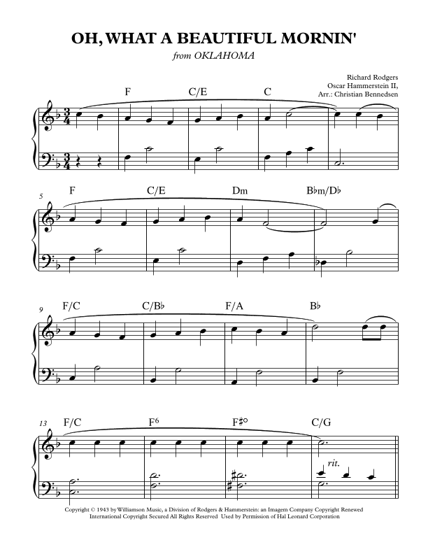 Oh, What A Beautiful Mornin' (arr. Christian Bennedsen)