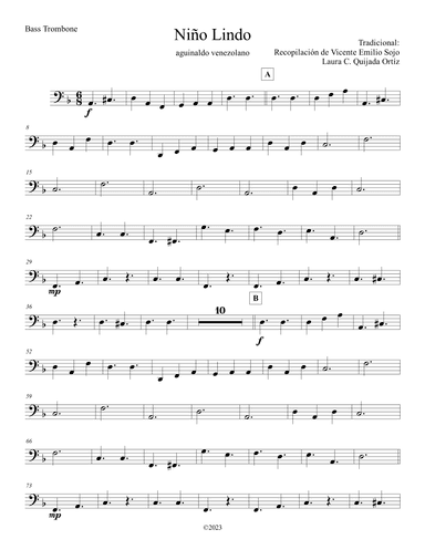 Niño Lindo. AGUINALDO VENEZOLANO. Intermediate level children full orchestra. WINDS & PERC PARTS. (arr. Laura C. Quijada Ortíz)